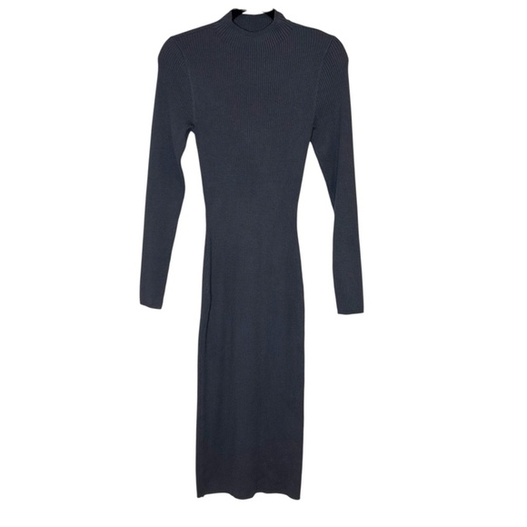 Aritzia Babaton Compose Dress- Mock Neck Ribbed Knit Dress-ECHO GREY-Size Medium - Picture 2 of 16